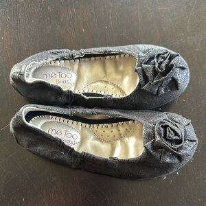 Me Too Black Dress Shoes with Floral Detail